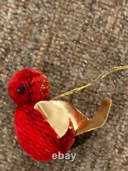 10 Honey Comb Red Tissue Paper Bird Ornaments Japan Original Box Rare 1960