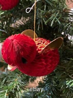 10 Honey Comb Red Tissue Paper Bird Ornaments Japan Original Box Rare 1960