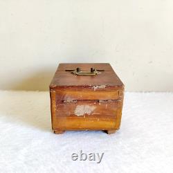 1920s Vintage Handmade Wooden Shaving Kit Box With Mirror Rare Decorative W194