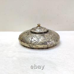 1930s Vintage Metal Plated Wooden Tobacco Box Rare Decorative Collectible W664