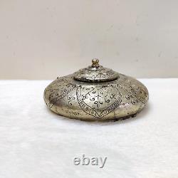 1930s Vintage Metal Plated Wooden Tobacco Box Rare Decorative Collectible W664