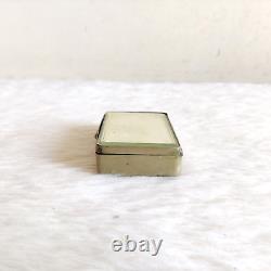 19c Vintage Mirror Top Agate Base Brass Box Vanity Collectible Rare Old M818