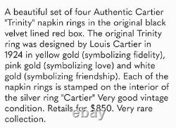 4 Cartier HUGE RARE Vintage Trinity Napkin rings In Original Box