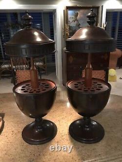 Antique PAIR of RARE Mahogany Knife/Cutlery Silverware URNS/KNIFE BOXES 23 TALL