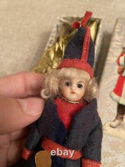 Antique Rare All Original Alpine Christmas Bisque Mignonette Doll Christmas Box