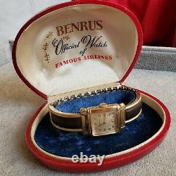 Benrus Art Deco Mens Vintage Watch with Box 17J, Model BA2, Rare Cioccolatone Case
