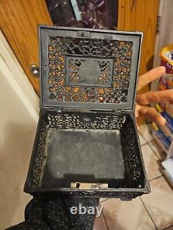 Cast Iron Vintage Box Case Ussr Russian Soviet Decorated Signed Rectangle Rare