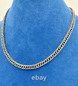 Extremely Rare 925 Sterling Silver Vintage Square Box Franco Link Chain 17.5