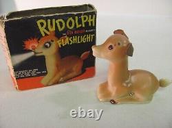 Extremely Rare Vintage 1939 Rudolph the Red-Nosed Reindeer Flashlight w Box