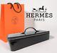 Hermes Paris Vintage Rare Collectible Jewelry Box In Black Pigskin Leather