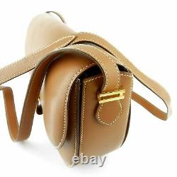 Hermes Vintage Gold Box Calf Leather Saddle Crossbody Bag Rare