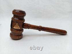 Iyob Filiae Jobs Daughters Wooden Gavel With Gold Emblems And Box Vintage Rare