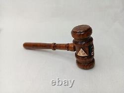 Iyob Filiae Jobs Daughters Wooden Gavel With Gold Emblems And Box Vintage Rare