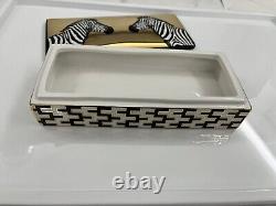 JONATHAN ADLER Brass Gold Zebra Ceramic Trinket Box Rare Sold Out Vintage MCM