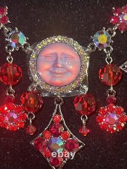 Kirks Folly Vintage Seaview Moon Necklace Statement Red Crystal NEW IN BOX RARE