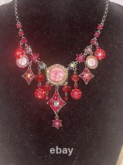 Kirks Folly Vintage Seaview Moon Necklace Statement Red Crystal NEW IN BOX RARE