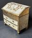 Large Rare Vintage Italy Gold White Florentine Italian Antique Jewelry Box Wood