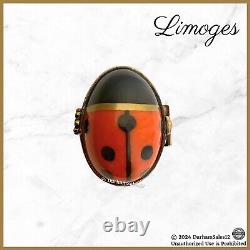 LIMOGES Vintage LADYBUG Trinket Box $260 RARE Peint Main France Orange Gold Blk