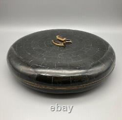 Maitland Smith Tessellated Stone Circular Box With Brass Accent 1970's VTGRARE