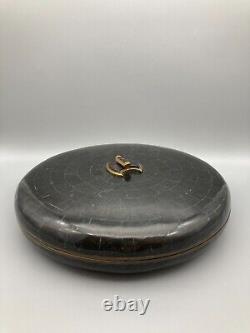 Maitland Smith Tessellated Stone Circular Box With Brass Accent 1970's VTGRARE