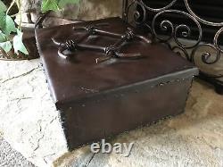 Metal Storage Box With Lid Vintage Mexican Welded Dresser Casket Trinkets Rare