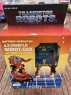 NEW IN BOX! Rare Vintage 1985 Transistor Robots A. T Vehicle Robot-Car