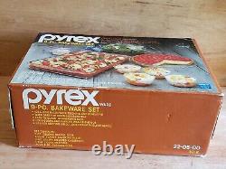 NOS Vintage Pyrex 9 Pc Bakeware Set 22-05-00 FACTORY SEALED BOX Rare NEW