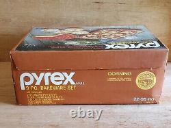 NOS Vintage Pyrex 9 Pc Bakeware Set 22-05-00 FACTORY SEALED BOX Rare NEW