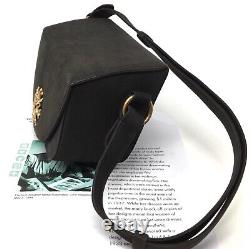 Nettie Rosenstein Vintage Black Suede Gold Detail Design Box Purse Handbag Rare