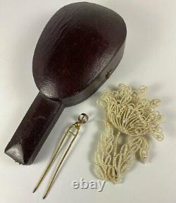 RARE Antique Georgian Seed Pearl 4.5 x 3 Brooch, Hair Pin, Original Box Muse