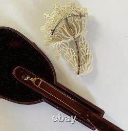 RARE Antique Georgian Seed Pearl 4.5 x 3 Brooch, Hair Pin, Original Box Muse