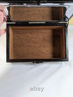 RARE Art Deco Silhouette Wood And Chrome Plated Jewelry Box Vintage