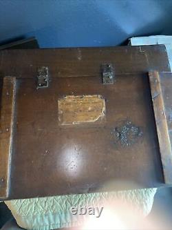 RARE EARLY 19th C COLUMBIA VINT WOODEN BISCUIT BOX R. GAIR NY, ORIG PAPER LABEL