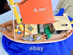 RARE German Toy Vintage 80s Playmobil Set 3551 Fishing Boat Orig Box WithMotor NC