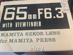 RARE Mamiya 65mm f6.3 with View Finder for Press Sekor Lens Japan VINTAGE Box