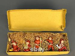 RARE NOS Set of 5 Vintage Red Devil Pixie Elf Musician Figurines in Box (B)
