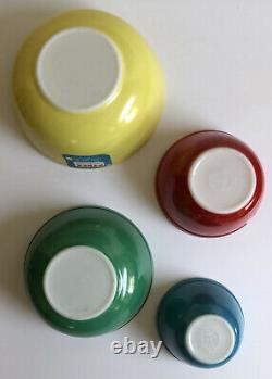 RARE UNUSED Pyrex Primary Colors Nesting Mixing Vintage Bowls Set of 4 WITH BOX