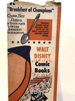 RARE VINTAGE 1950s GENERAL MILLS WHEATIES CEREAL BOX WITH WALT DISNEY BAMBI MASK