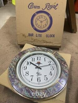 RARE VINTAGE Lighted CROWN ROYAL Whiskey Bar Wall Clock NEVER USED IN BOX