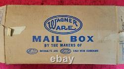 RARE VINTAGE Wagner Ware Mid Century Model 1830 Black Metal Mailbox NEW IN BOX