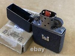 RARE Vintage 1942 WWII Black Crackle Zippo 4 BBL Hinge WithOriginal Insert in Box