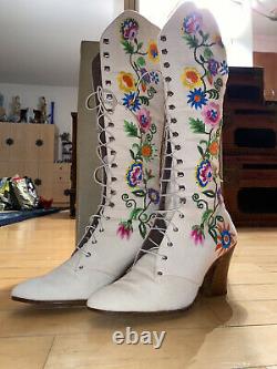 RARE Vintage 1975 Jerry Edouard Floral Bead & Embroidered Boot In Original Box 8