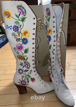 RARE Vintage 1975 Jerry Edouard Floral Bead & Embroidered Boot In Original Box 8