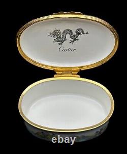 RARE Vintage Cartier Hand Painted Enamel Porcelain Trinket Box Asian Landscape