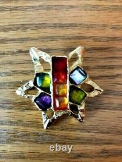 RARE Vintage Christian LACROIX Brooch/Pin Colored Glass Gripoix withoriginal Box