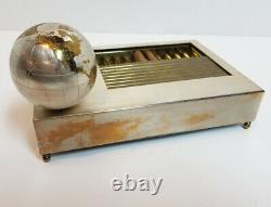 RARE Vintage Cigarette Dispenser 2 Drawer World Globe Music Box Brass Chrome