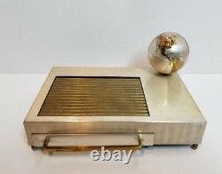 RARE Vintage Cigarette Dispenser 2 Drawer World Globe Music Box Brass Chrome