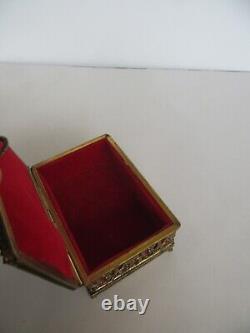 RARE Vintage French Camile Faure Limoges Deco Enamel Geisha Doves Jewelry Box