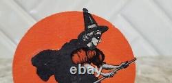 RARE Vintage Halloween Candy Box Container with Witch on a Broom
