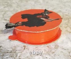 RARE Vintage Halloween Candy Box Container with Witch on a Broom